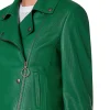 Biker jasje kort groen leder | DELSCHER. Fashion