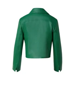 Biker jasje kort groen leder | DELSCHER. Fashion
