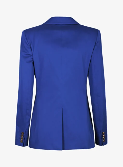Blazer katoen stretch kobaltblauw | DELSCHER. Fashion