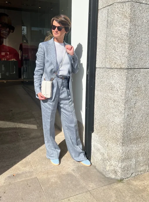 Blazer palau blauw linnen | DELSCHER. Fashion
