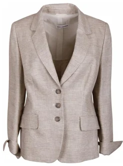Blazer Prince de Galles ruit beige, offwhite | DELSCHER. Fashion
