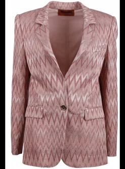 Blazer wave dessin nude poeder roze | DELSCHER. Fashion