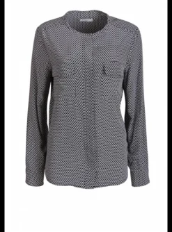 Blouse abstract dessin zwart, wit. | DELSCHER. Fashion