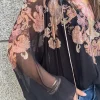 Blouse billow zwart met pink paisley print | DELSCHER. Fashion