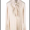 Blouse Blueberry zijde offwhite | DELSCHER. Fashion