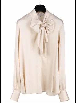 Blouse Blueberry zijde offwhite | DELSCHER. Fashion