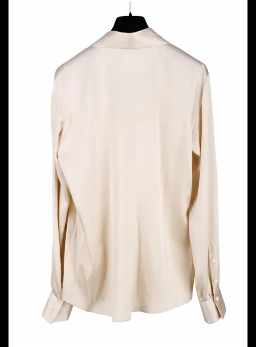 Blouse Blueberry zijde offwhite | DELSCHER. Fashion