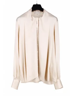 Blouse Blueberry zijde offwhite | DELSCHER. Fashion
