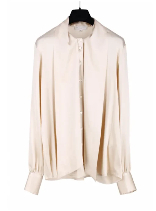 Blouse Blueberry zijde offwhite | DELSCHER. Fashion