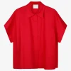 Blouse boxy korte mouw rood | DELSCHER. Fashion