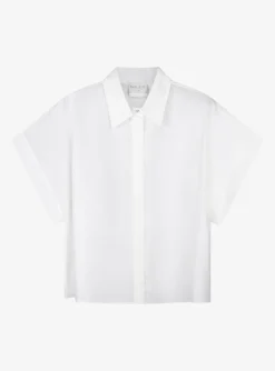 Blouse boxy korte mouw wit | DELSCHER. Fashion