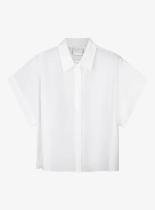 Blouse boxy korte mouw wit | DELSCHER. Fashion