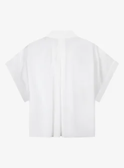 Blouse boxy korte mouw wit | DELSCHER. Fashion