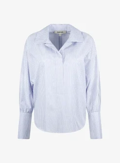 Blouse cami streep blauw wit | DELSCHER. Fashion