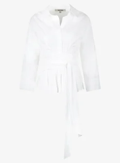 Blouse citron wit met strik taille | DELSCHER. Fashion