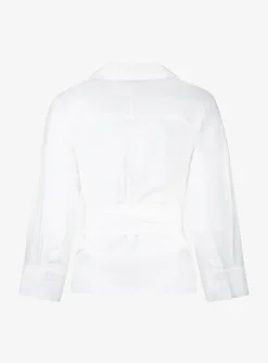 Blouse citron wit met strik taille | DELSCHER. Fashion