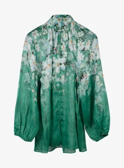 Blouse Everley groen bloemen dessin | DELSCHER. Fashion