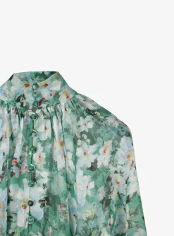 Blouse Everley groen bloemen dessin | DELSCHER. Fashion