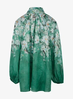 Blouse Everley groen bloemen dessin | DELSCHER. Fashion