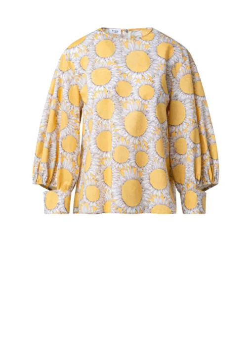 Blouse geel dessin zonnebloemen | DELSCHER. Fashion