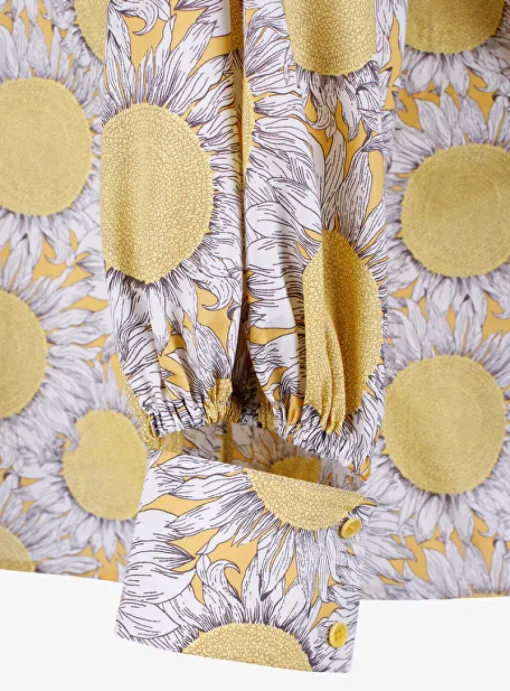 Blouse geel dessin zonnebloemen | DELSCHER. Fashion