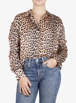 Blouse glans leopard | DELSCHER. Fashion