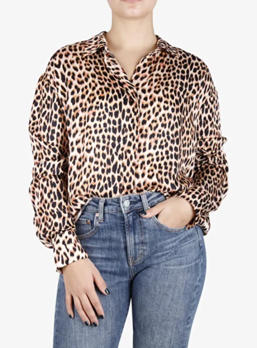 Blouse glans leopard | DELSCHER. Fashion
