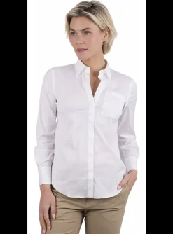 Blouse katoen stretch wit | DELSCHER. Fashion