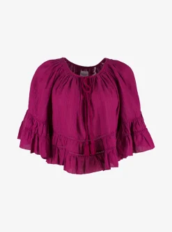 Blouse kort Liam donker pink | DELSCHER. Fashion