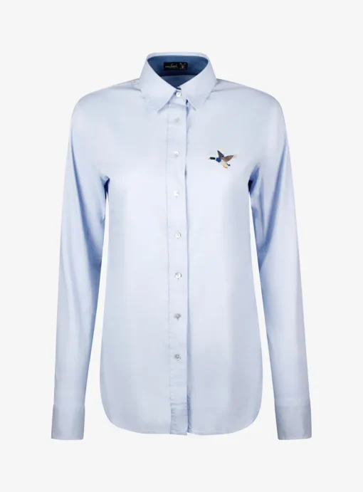 Blouse loas lichtblauw met eendje | DELSCHER. Fashion