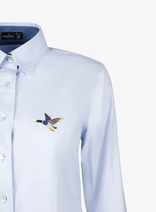 Blouse loas lichtblauw met eendje | DELSCHER. Fashion
