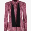Blouse mino zijde print roze | DELSCHER. Fashion