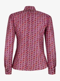 Blouse mino zijde print roze | DELSCHER. Fashion