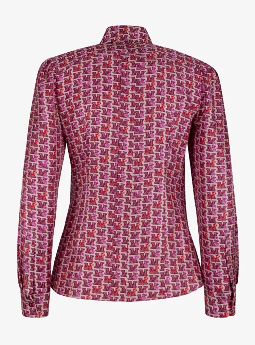 Blouse mino zijde print roze | DELSCHER. Fashion