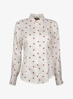 Blouse muse offwhite met hartjes | DELSCHER. Fashion