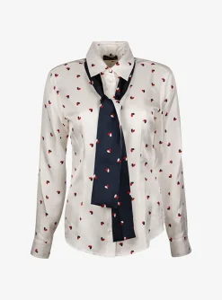 Blouse muse offwhite met hartjes | DELSCHER. Fashion