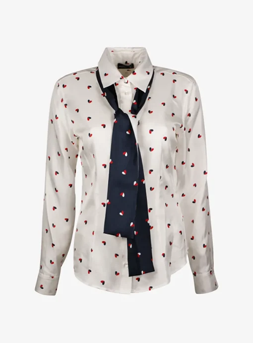 Blouse muse offwhite met hartjes | DELSCHER. Fashion