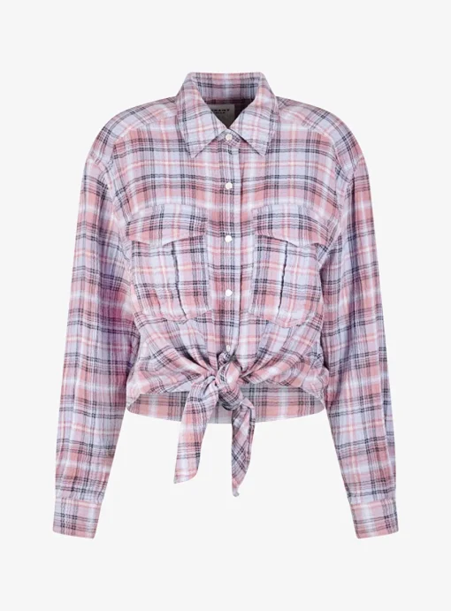 Blouse Nath faded blauw roze geruit | DELSCHER. Fashion