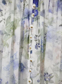 Blouse offwhite blauw roze met strik | DELSCHER. Fashion