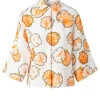 Blouse oranje dessin linnen | DELSCHER. Fashion
