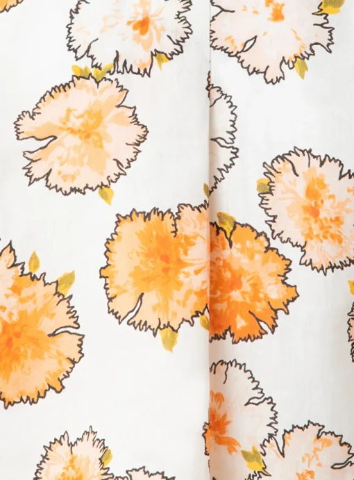 Blouse oranje dessin linnen | DELSCHER. Fashion