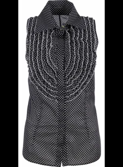 Blouse polkadot roezel zwart wit | DELSCHER. Fashion