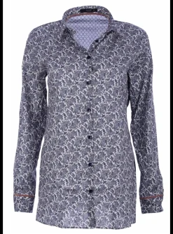 blouse printje blauw | DELSCHER. Fashion