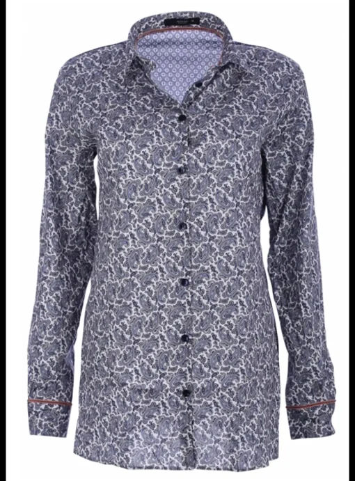 blouse printje blauw | DELSCHER. Fashion