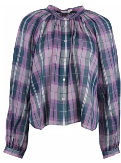 Blouse ruit paars groen roze | DELSCHER. Fashion