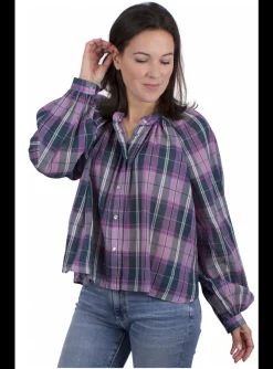 Blouse ruit paars groen roze | DELSCHER. Fashion