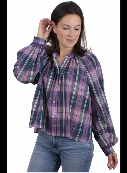 Blouse ruit paars groen roze | DELSCHER. Fashion
