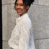 Blouse tallow roomwit broderie en kant | DELSCHER. Fashion