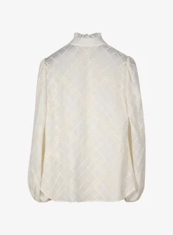 Blouse tallow roomwit broderie en kant | DELSCHER. Fashion