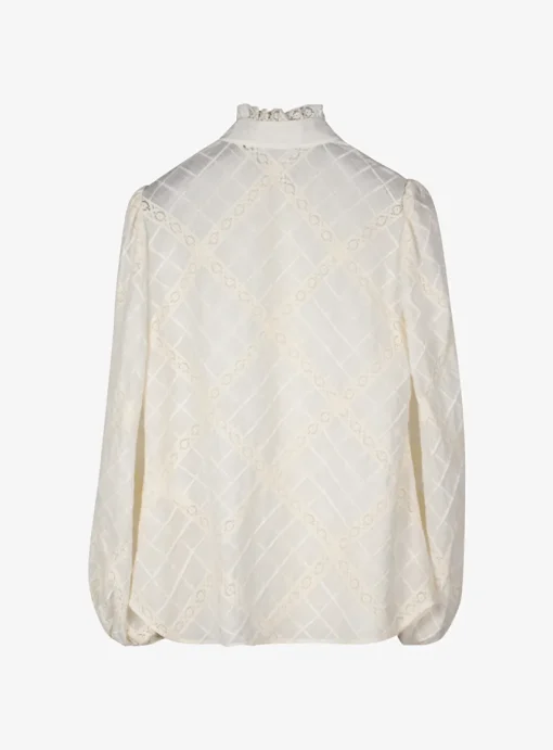 Blouse tallow roomwit broderie en kant | DELSCHER. Fashion